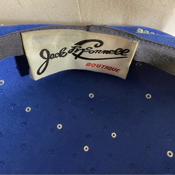 VINTAGE 80s Jack McConnell rhinestone felt HAT - Picture 5 of 8